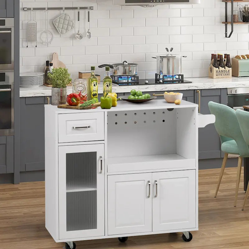 Carrello da cucina multifunzione con portasciugamani, ampio spazio di archiviazione