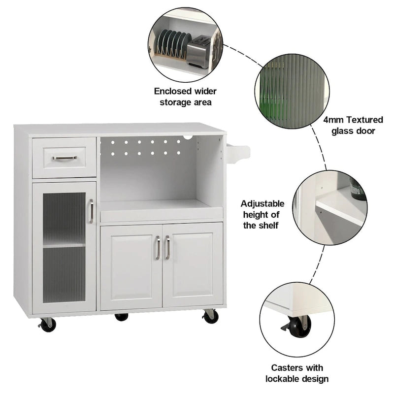 Carrello da cucina multifunzione con portasciugamani, ampio spazio di archiviazione