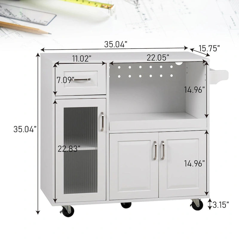 Carrello da cucina multifunzione con portasciugamani, ampio spazio di archiviazione
