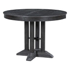 Set da pranzo 5 pezzi con tavolo rotondo allungabile e 4 sedie imbottite, Set da pranzo stile rustico