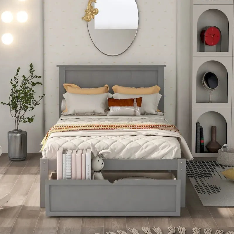 Letto a piattaforma moderno con cassetto sottoletto
