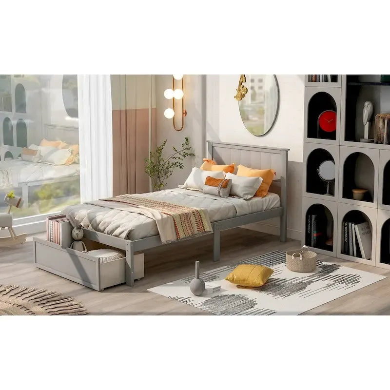 Letto a piattaforma moderno con cassetto sottoletto