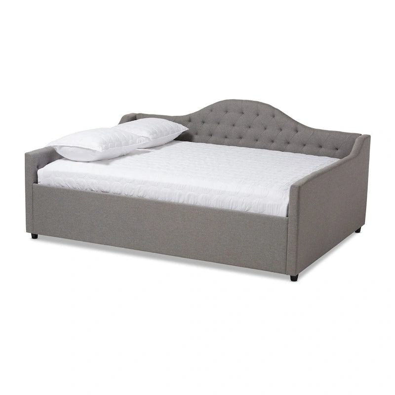Letto da giorno imbottito in tessuto contemporaneo con trapuntatura a bottoni