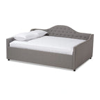 Letto da giorno imbottito in tessuto contemporaneo con trapuntatura a bottoni