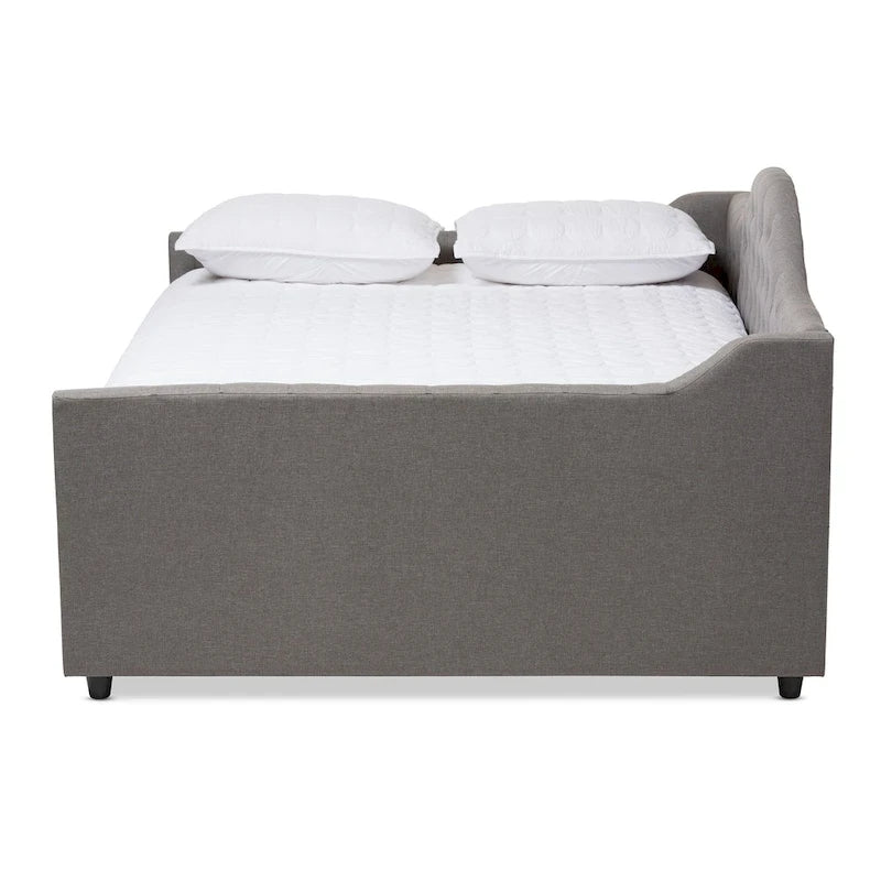 Letto da giorno imbottito in tessuto contemporaneo con trapuntatura a bottoni