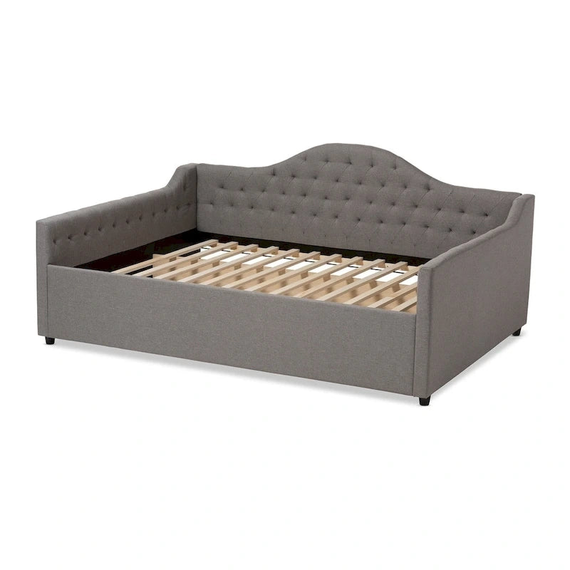 Letto da giorno imbottito in tessuto contemporaneo con trapuntatura a bottoni