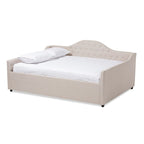 Letto da giorno imbottito in tessuto contemporaneo con trapuntatura a bottoni