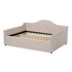 Letto da giorno imbottito in tessuto contemporaneo con trapuntatura a bottoni