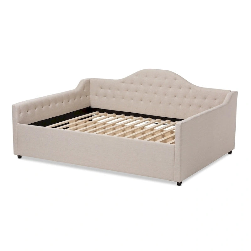 Letto da giorno imbottito in tessuto contemporaneo con trapuntatura a bottoni