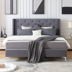 Struttura Letto con Piattaforma Queen Size Rivestita in Velluto con Gambe in Metallo da 15 cm
