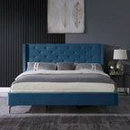 Struttura Letto con Piattaforma Queen Size Rivestita in Velluto con Gambe in Metallo da 15 cm