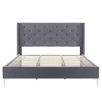 Struttura Letto con Piattaforma Queen Size Rivestita in Velluto con Gambe in Metallo da 15 cm