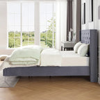 Struttura Letto con Piattaforma Queen Size Rivestita in Velluto con Gambe in Metallo da 15 cm