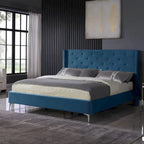 Struttura Letto con Piattaforma Queen Size Rivestita in Velluto con Gambe in Metallo da 15 cm