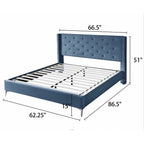 Struttura Letto con Piattaforma Queen Size Rivestita in Velluto con Gambe in Metallo da 15 cm