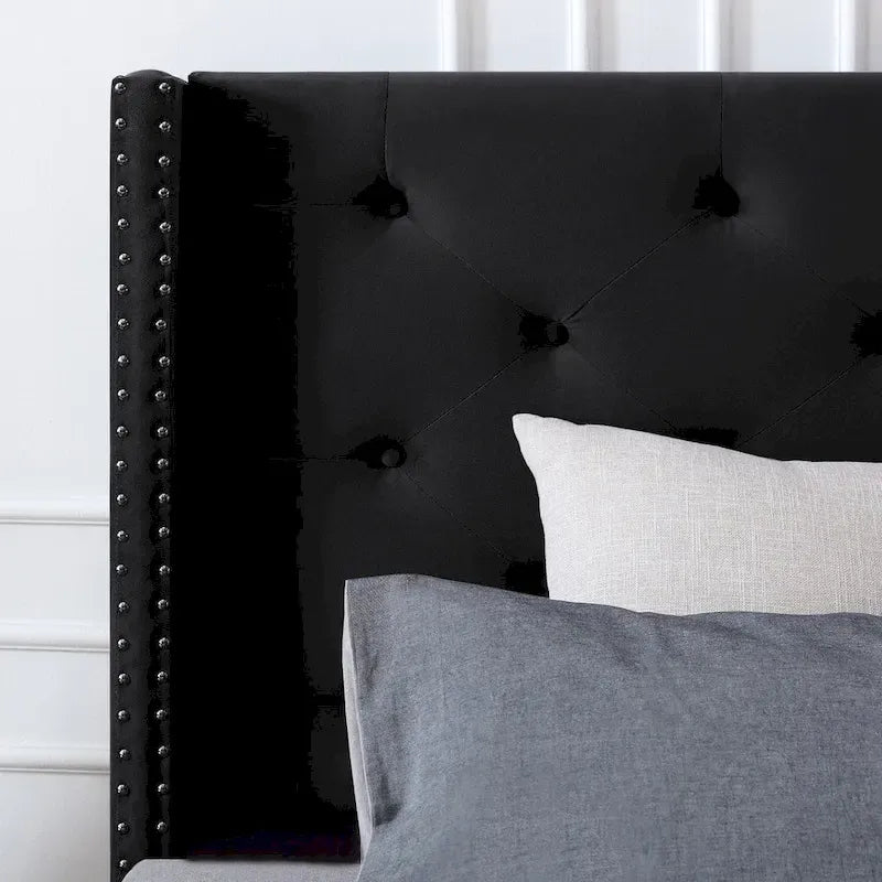 Struttura Letto con Piattaforma Queen Size Rivestita in Velluto con Gambe in Metallo da 15 cm