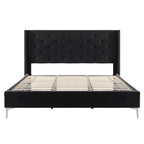 Struttura Letto con Piattaforma Queen Size Rivestita in Velluto con Gambe in Metallo da 15 cm