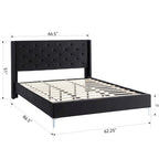 Struttura Letto con Piattaforma Queen Size Rivestita in Velluto con Gambe in Metallo da 15 cm