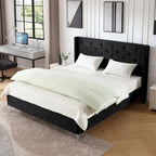 Struttura Letto con Piattaforma Queen Size Rivestita in Velluto con Gambe in Metallo da 15 cm