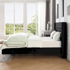 Struttura Letto con Piattaforma Queen Size Rivestita in Velluto con Gambe in Metallo da 15 cm