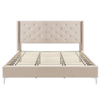 Struttura Letto con Piattaforma Queen Size Rivestita in Velluto con Gambe in Metallo da 15 cm