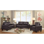 Divano lineare Newbury in similpelle con braccioli svasati - 32L x 71W x 36H