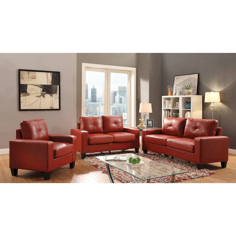 Divano lineare Newbury in similpelle con braccioli svasati - 32L x 71W x 36H