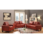 Divano lineare Newbury in similpelle con braccioli svasati - 32L x 71W x 36H