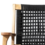 Poltroncina d'accento con seduta in corda intrecciata e struttura in legno, Marrone e Nero