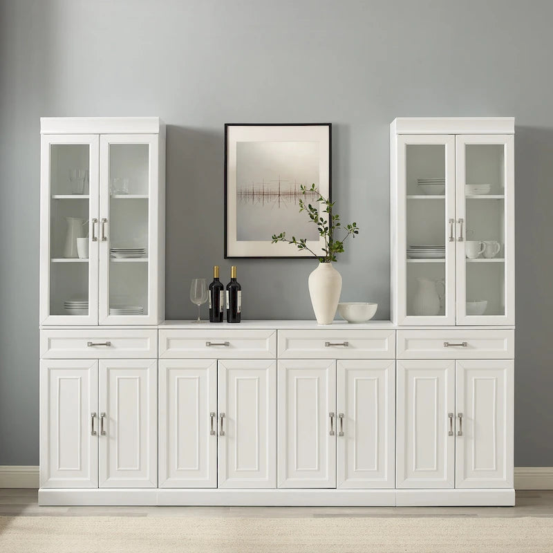 Set credenza e dispensa con anta in vetro Stanton 3 pezzi
