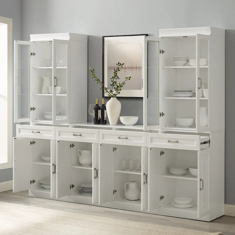 Set credenza e dispensa con anta in vetro Stanton 3 pezzi