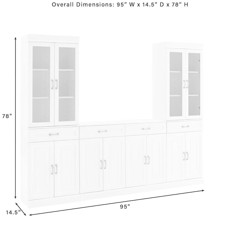 Set credenza e dispensa con anta in vetro Stanton 3 pezzi
