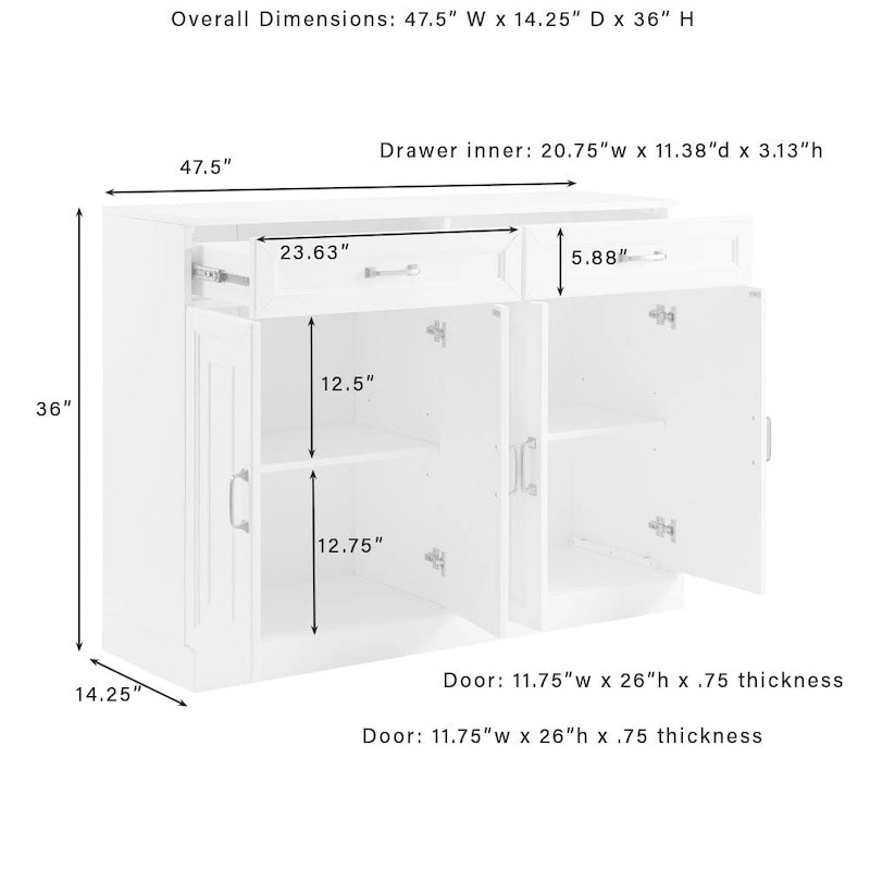 Set credenza e dispensa con anta in vetro Stanton 3 pezzi