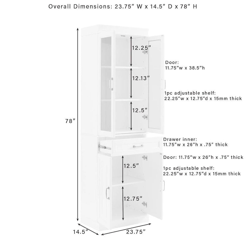 Set credenza e dispensa con anta in vetro Stanton 3 pezzi