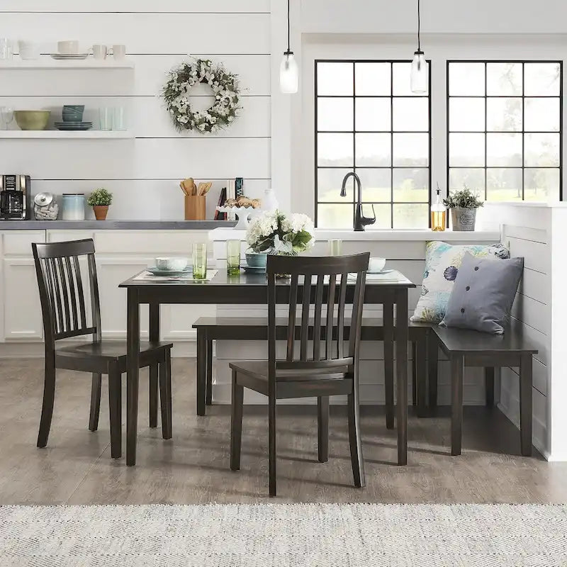 Wilmington II Rectangular Antique Black Breakfast Nook Set by iNSPIRE Q Classic