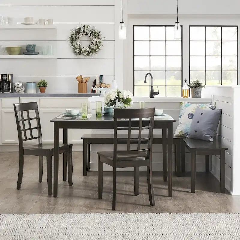 Set da colazione angolare rettangolare Wilmington II nero anticato