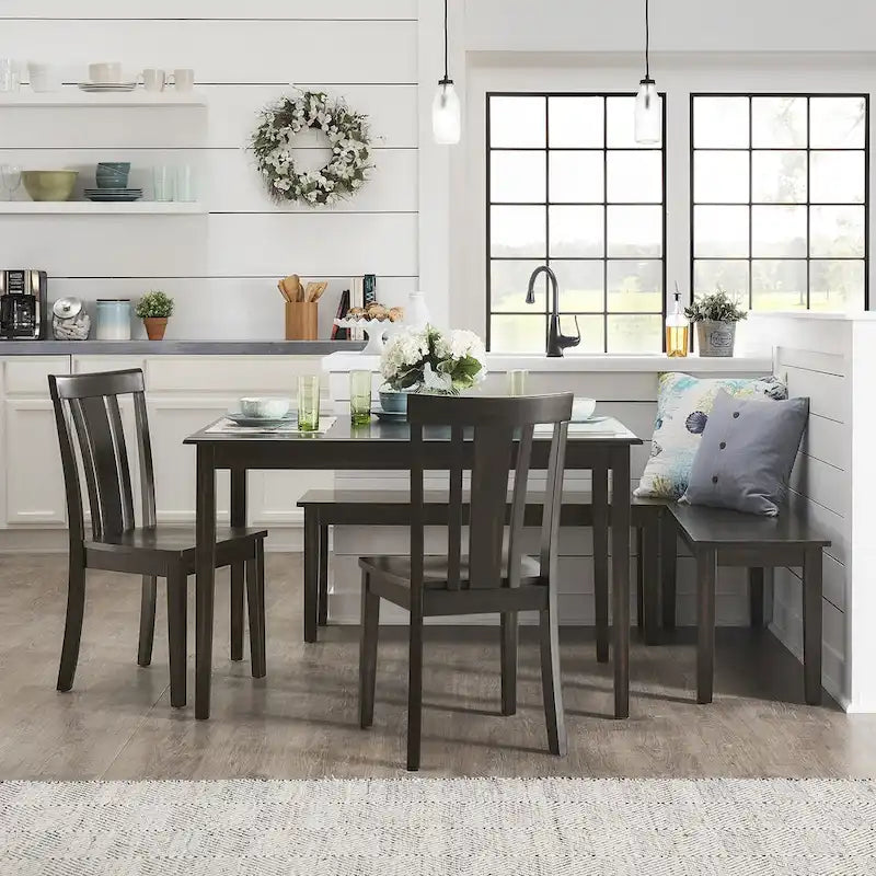 Set da colazione angolare rettangolare Wilmington II nero anticato