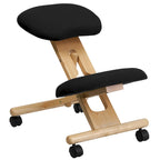 Sedia da ufficio ergonomica inginocchiatoio mobile in legno con rivestimento in tessuto