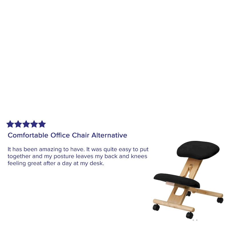 Sedia da ufficio ergonomica inginocchiatoio mobile in legno con rivestimento in tessuto
