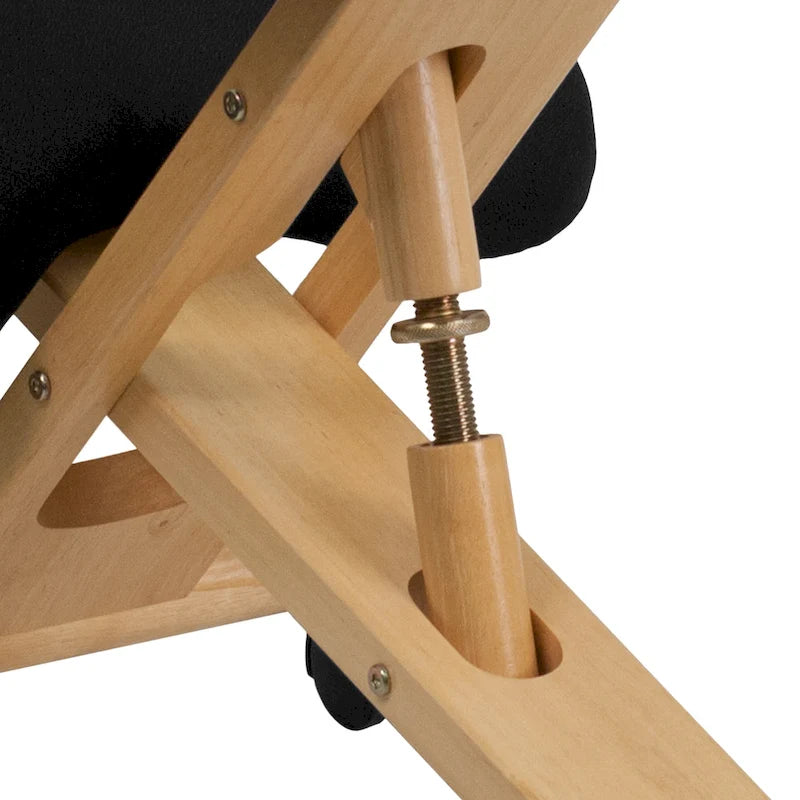 Sedia da ufficio ergonomica inginocchiatoio mobile in legno con rivestimento in tessuto