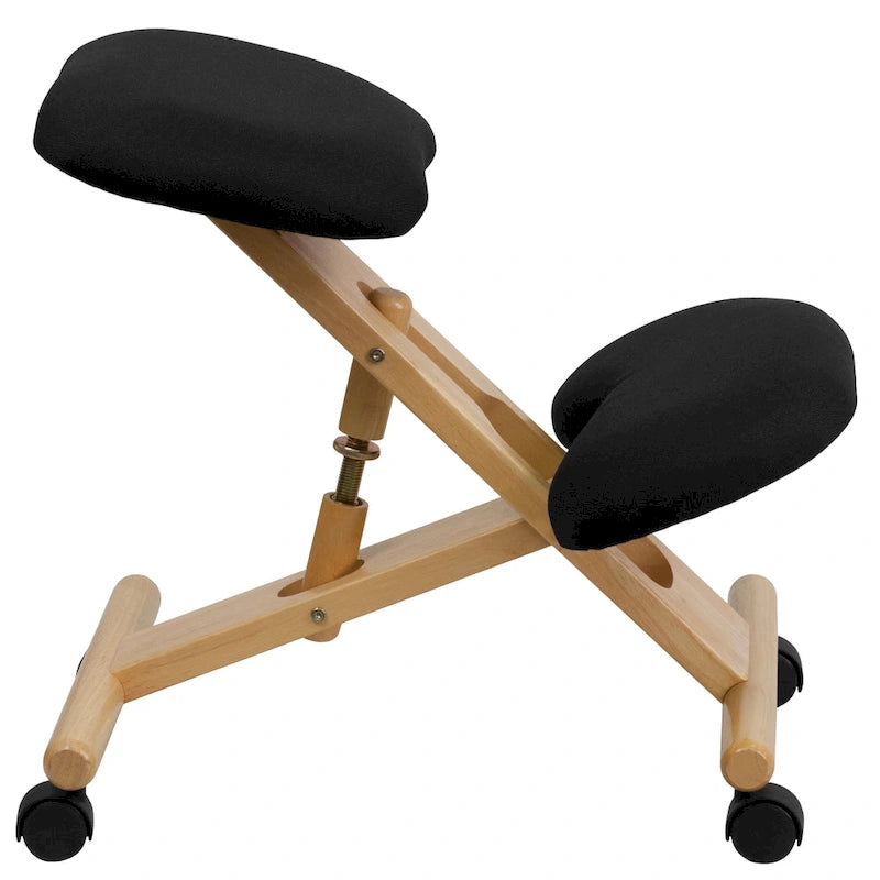 Sedia da ufficio ergonomica inginocchiatoio mobile in legno con rivestimento in tessuto