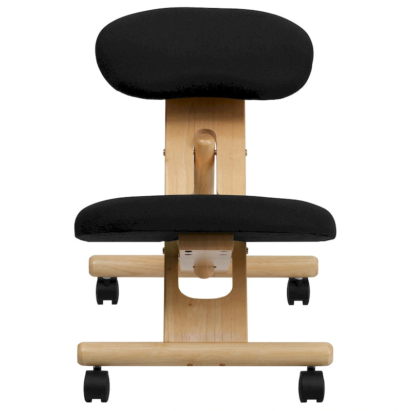 Sedia da ufficio ergonomica inginocchiatoio mobile in legno con rivestimento in tessuto