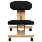 Sedia da ufficio ergonomica inginocchiatoio mobile in legno con rivestimento in tessuto