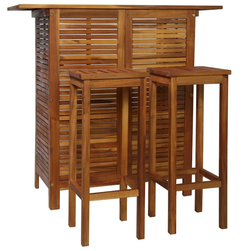 Set da bar 3 pezzi, 104,9x50,8x109,9 cm in legno massello di acacia