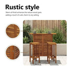 Set da bar 3 pezzi, 104,9x50,8x109,9 cm in legno massello di acacia