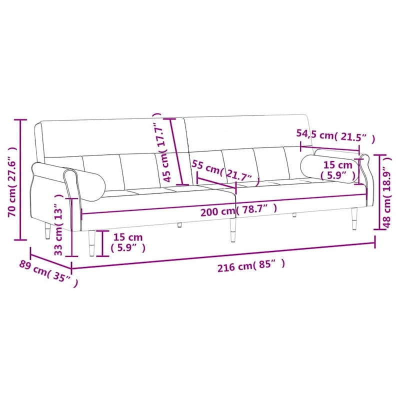 Divano Letto Convertibile con Cuscini - 85 x 35 x 27.6