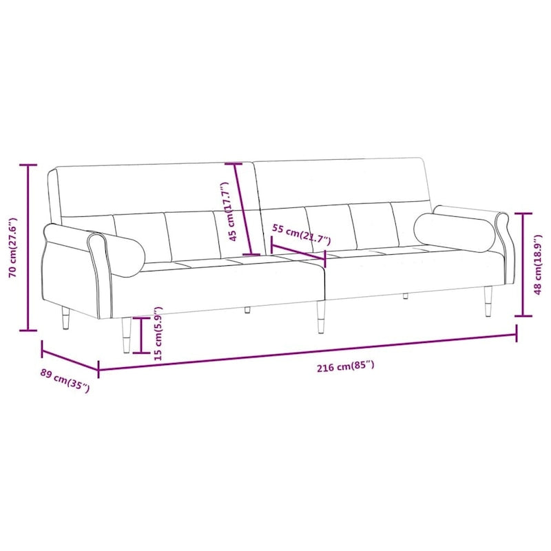 Divano Letto Convertibile con Cuscini - 85 x 35 x 27.6