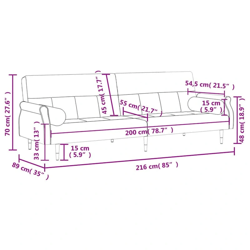 Divano Letto Convertibile con Cuscini - 85 x 35 x 27.6