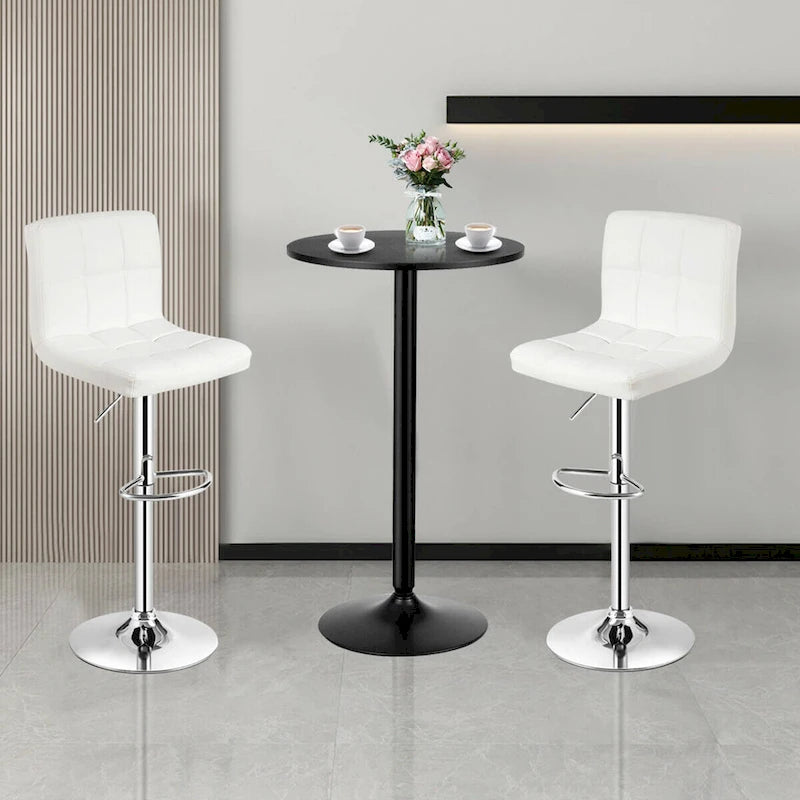 Set tavolo da pub 3 pezzi con tavolo rotondo da 60 cm e 2 sgabelli da bar regolabili