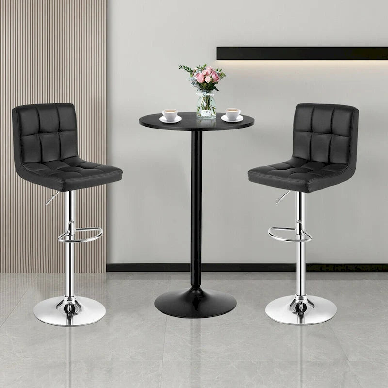 Set tavolo da pub 3 pezzi con tavolo rotondo da 60 cm e 2 sgabelli da bar regolabili